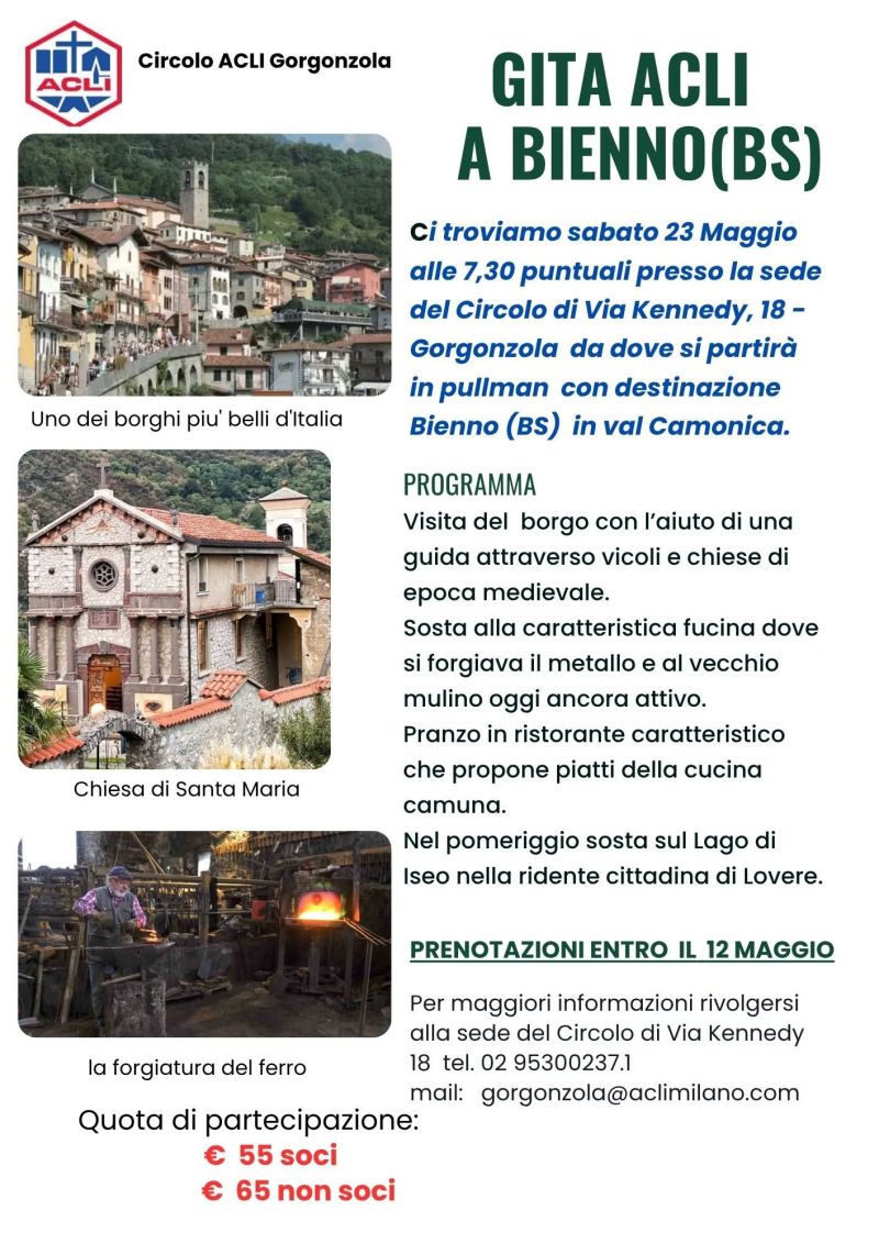 GITA ACLI A BIENNO (BS) - VISITA AL BORGO MEDIEVALE - BIENNO (BS) - CIRCOLO ACLI GORGONZOLA (MI)