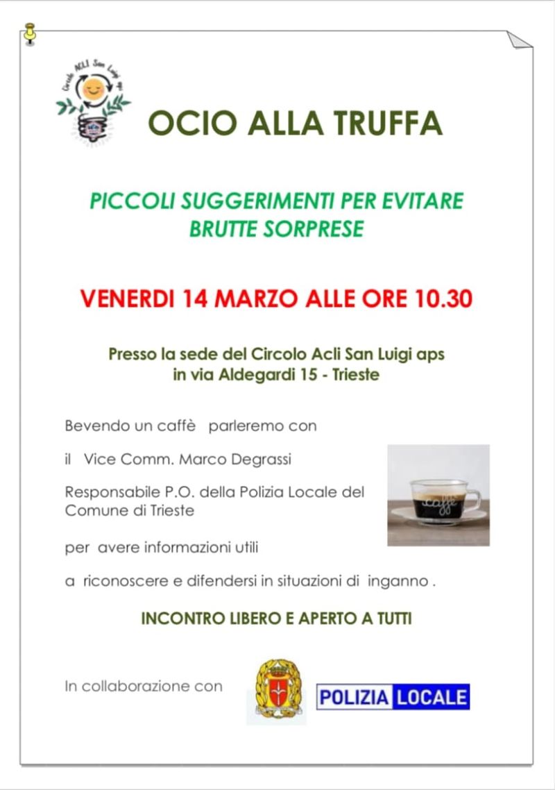Ocio alla truffa - Circolo Acli San Luigi (TS)