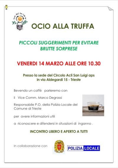 Ocio alla truffa - Circolo Acli San Luigi (TS)