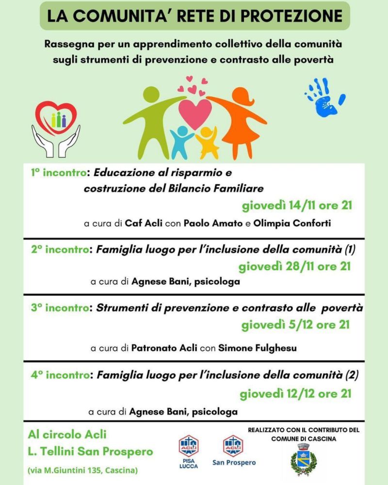La Comunità Rete di Protezione: Famiglia luogo per l'inclusione della comunità - Circolo Acli San Prospero e Acli Pisa e Lucca (PI)