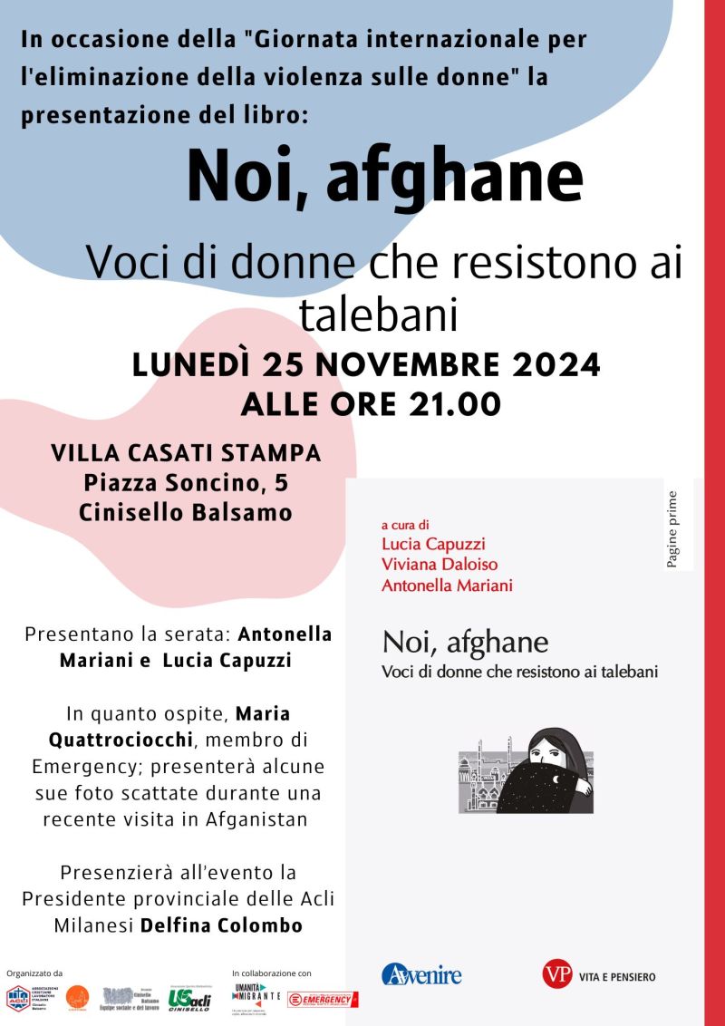 Presentazione libro "Noi, afgane: Voci di donne che resistono ai talebani" - Circolo Acli Cinisello Balsamo (MI)