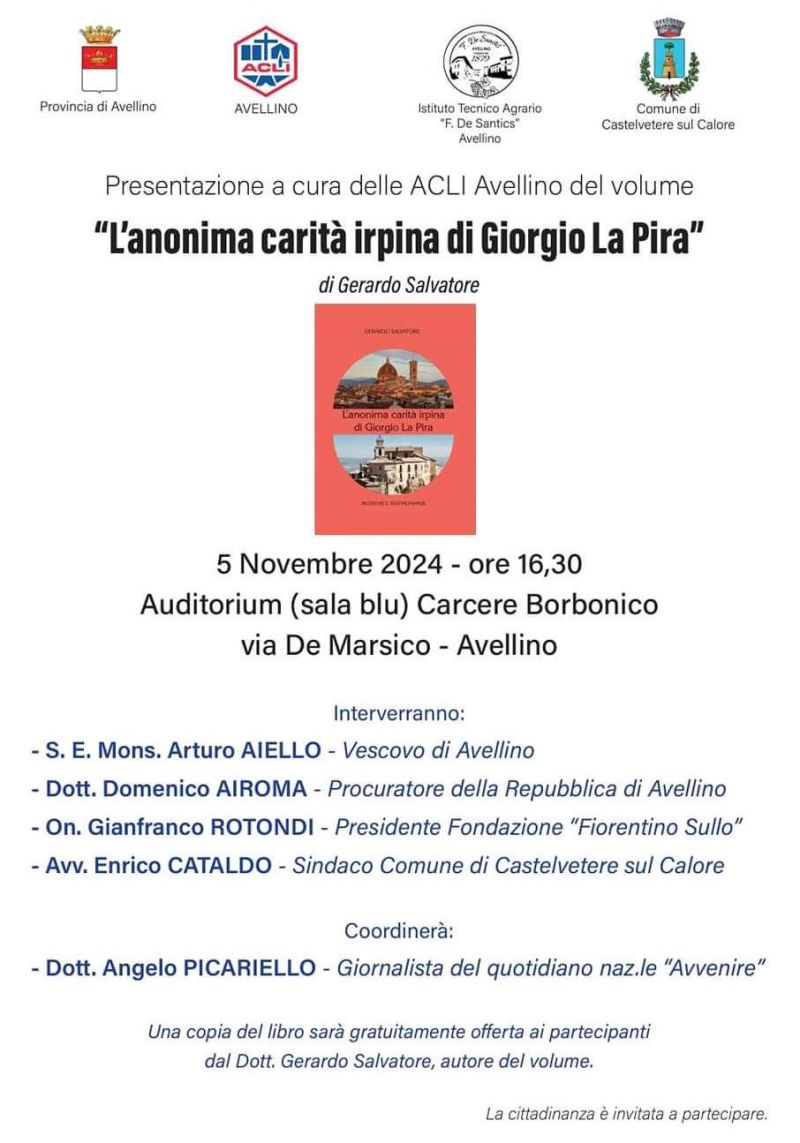 Presentazione del libro &quot;L&#039;anonima carità irpina di Giorgio La Pira&quot; - Acli Avellino (AV)