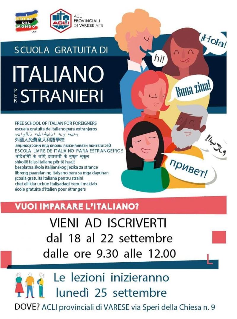 Scuola gratuita di italiano per stranieri - Acli Varese (VA)