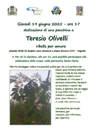 Dedicazione di una panchina a Teresio Olivelli - Cogoleto (SV) - Circolo Acli Cogoleto (SV)