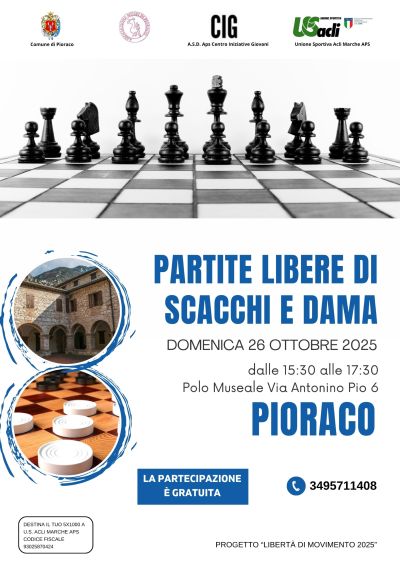 Partite libere di scacchi e dama - Pioraco (MC) - US Acli Marche