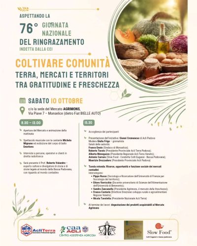 ASPETTANDO LA 76° GIORNATA NAZIONALE DEL RINGRAZIAMENTO - PROGRAMMA - MONSELICE (PD) - ACLI TERRA PADOVA (PD) -