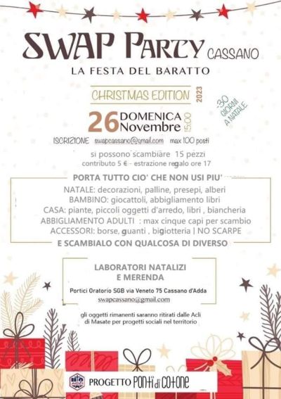 Swap Party Cassano: La festa del baratto - Circolo Acli Cassano d&#039;Adda (MI)