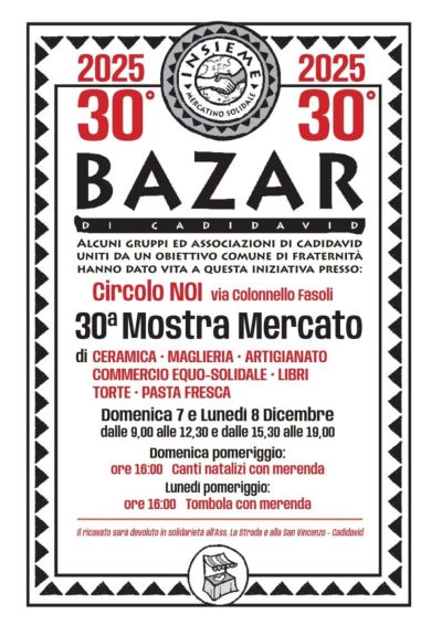 Bazar: 30ª Mostra Mercato - Cadidavid (VR) - Circolo Acli Cadidavid (VR)