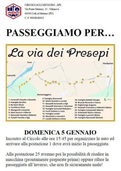 Passeggiata per "La via dei Presepi" - Circolo Acli Metauro (PU)