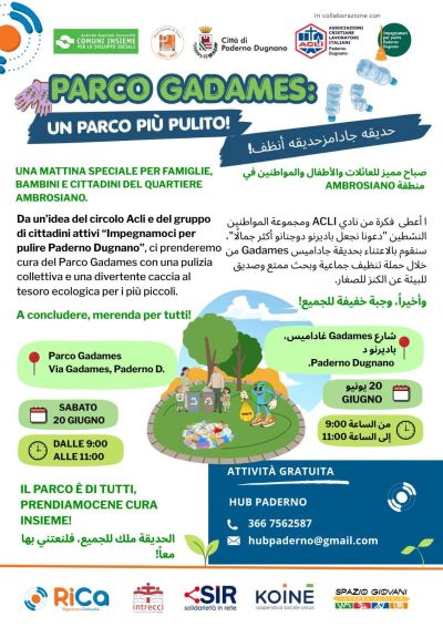 PARCO GADAMES - UN PARCO PIU' PULITO - PADERNO DUGNANO (MI) - CIRCOLO ACLI PADERNO DUGNANO (MI)