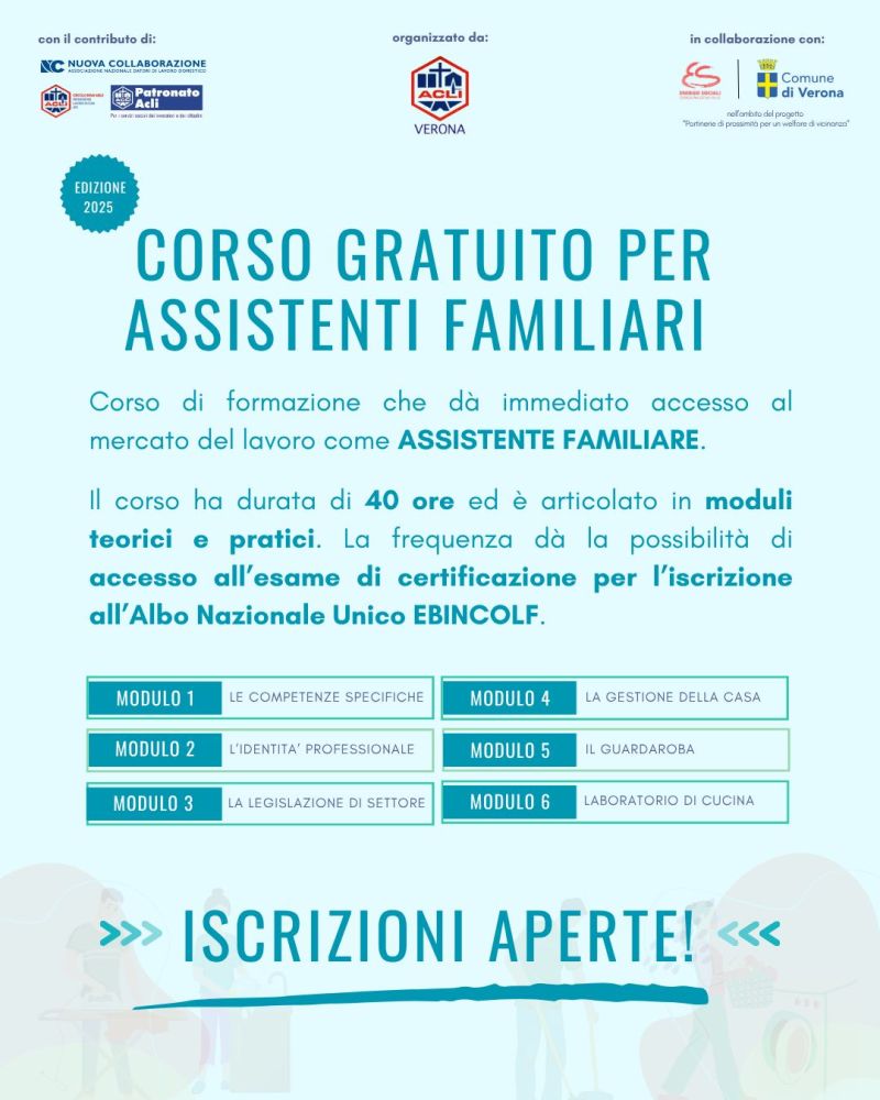 Corso Gratuito per Assistenti Familiari - Verona - Acli Verona (VR)