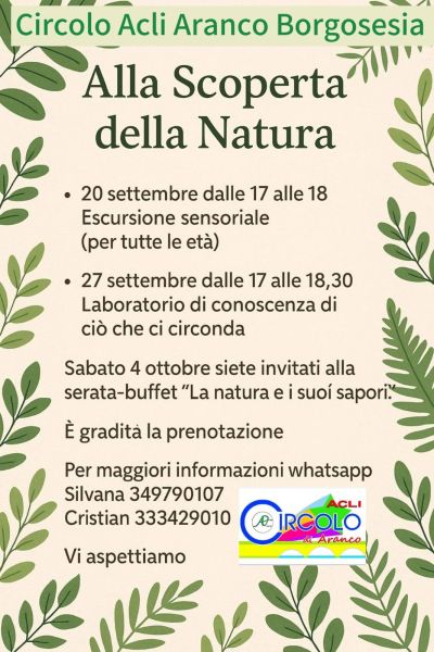 Alla Scoperta della Natura - Borgosesia (VC) - Circolo Acli Aranco (VC)