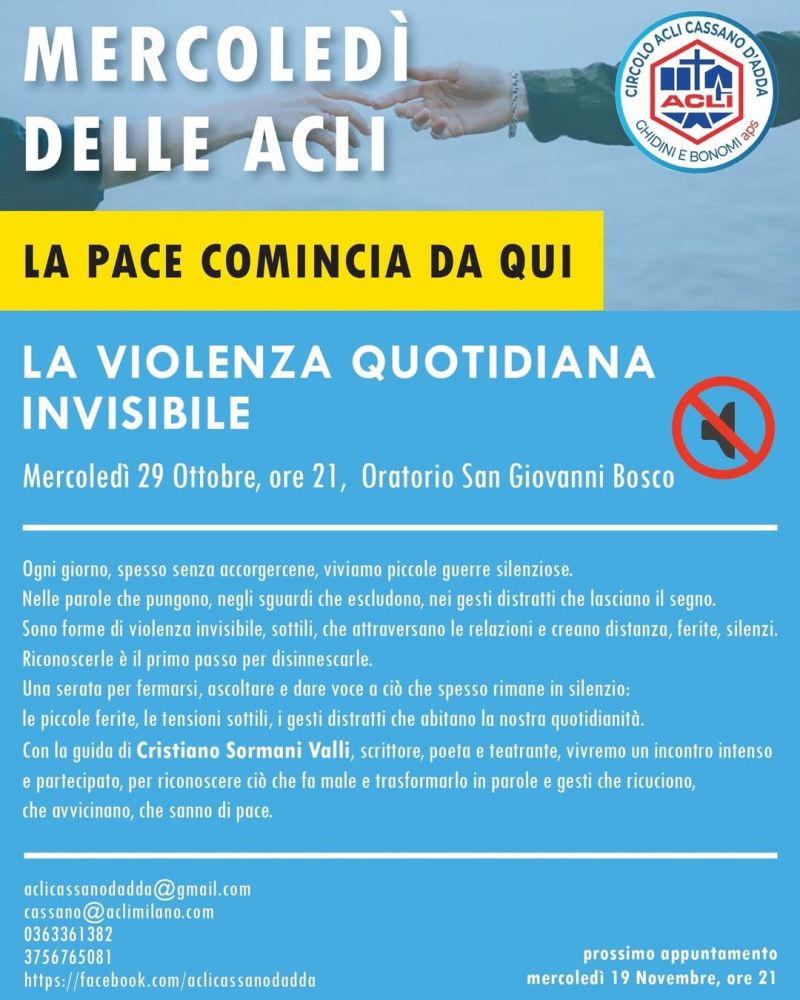 La pace comincia da qui: La violenza quotidiana invisibile - Cassano d'Adda (MI) - Circolo Acli Cassano d'Adda (MI)