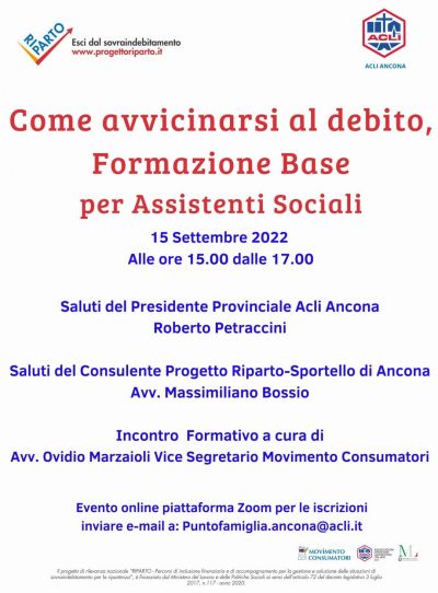 Come avvicinarsi al debito. Formazione base per assistenti sociali - Acli Ancona (AN)