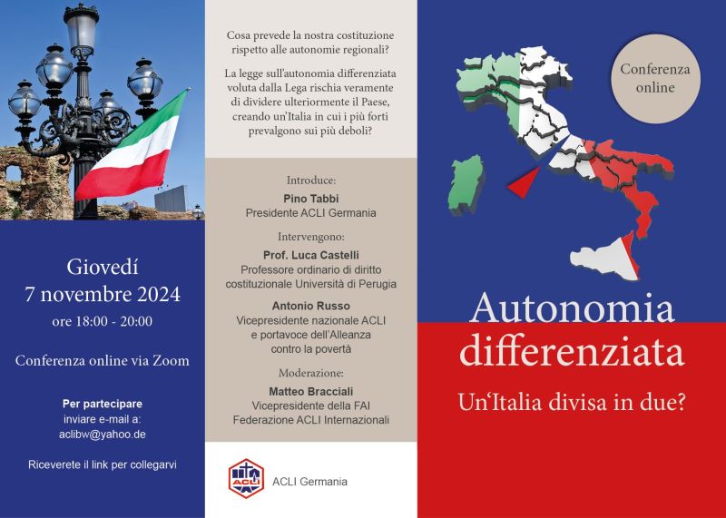 Autonomia differenziata: Un'Italia divisa in due? - Acli Germania