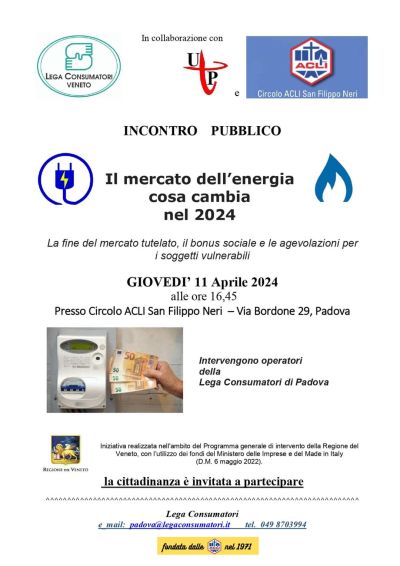 Il mercato dell&#039;energia: Cosa cambia nel 2024 - Circolo Acli San Filippo Neri (PD)