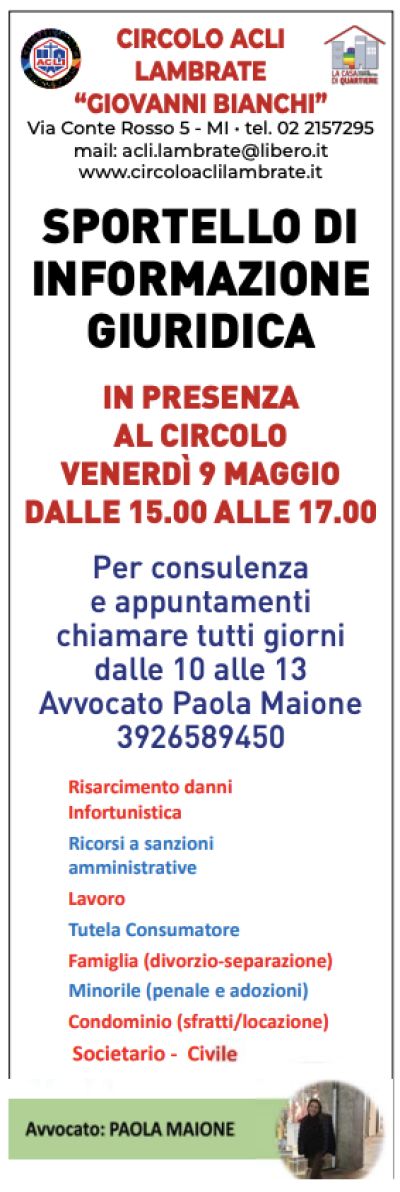 Sportello di informazione giuridica - Circolo Acli Lambrate (MI)