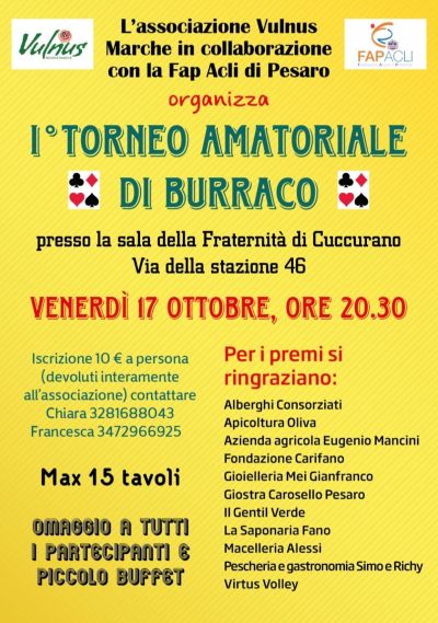 1° Torneo Amatoriale di Burraco - Pesaro - FAP Acli Pesaro (PU)