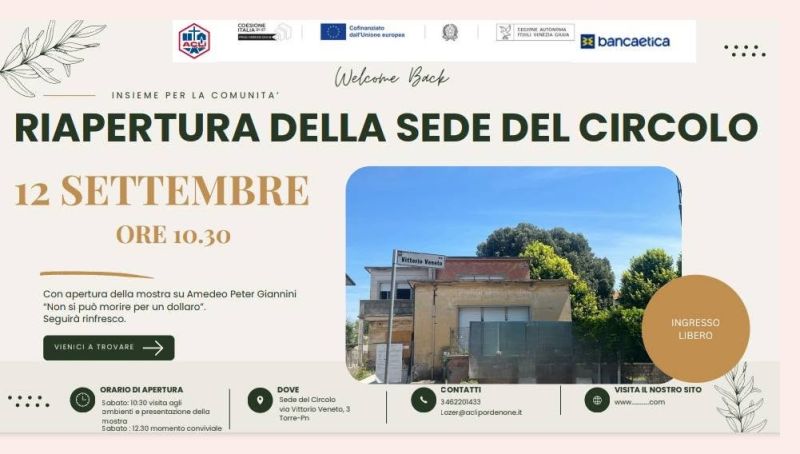 RIAPERTURA DELLA SEDE DEL CIRCOLO ACLI LOZER TORRE (PD) - PORDENONE