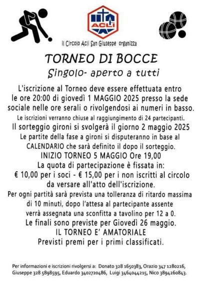 Torneo di Bocce - Circolo Acli San Giuseppe (AV)
