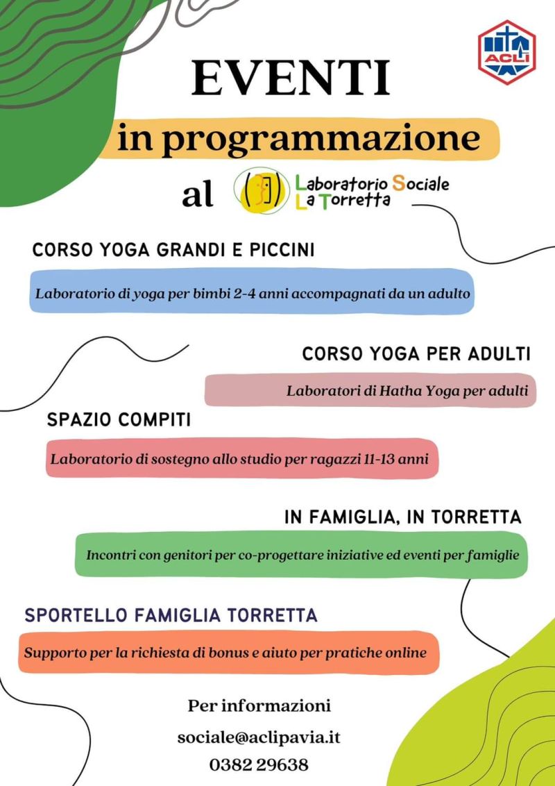 Eventi in programmazione - Laboratorio Sociale La Torretta (PV)