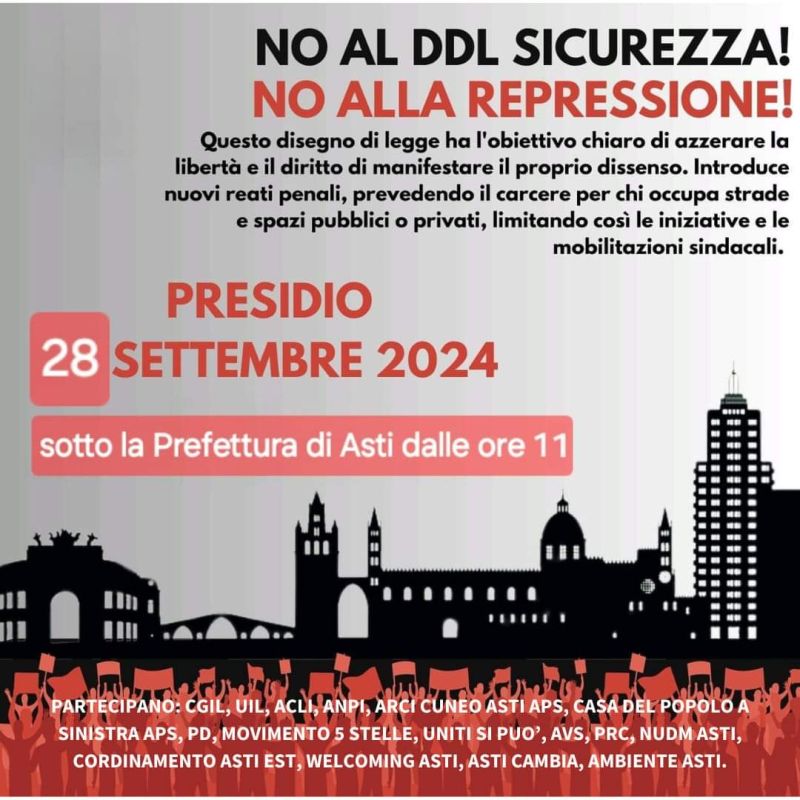 No al DDL Sicurezza! No alla repressione! - Acli Asti (AT)