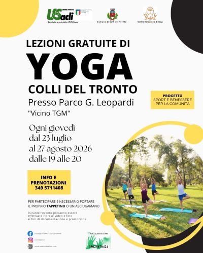 LEZIONI GRATUITE DI YOGA - COLLE DEL TRONTO (AP) - US ACLI ASCOLI PICENO - CIRCOLO ACLI ROMERO (AP)
