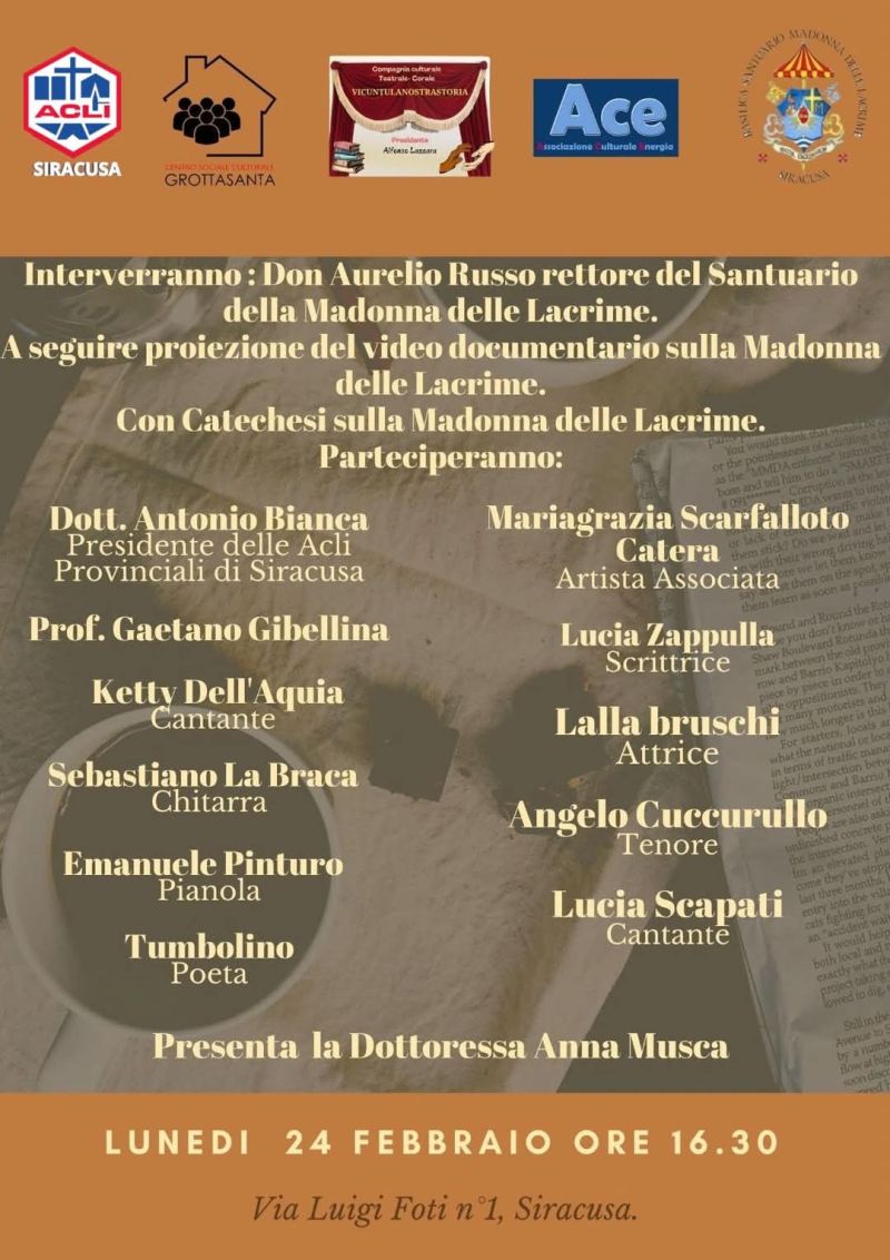 Catechesi guidata da Don Aurelio Russo sul miracolo della lacrimazione - Acli Siracusa (SR)