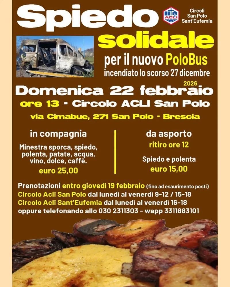 SPIEDO SOLIDALE PER IL NUOVO POLOBUS - CIRCOLO ACLI SAN POLO (BS) - CIRCOLO ACLI SANT'EUFEMIA (BS) - BRESCIA (BS)