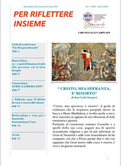 Per riflettere insieme (Aprile 2025) - Circolo Acli Carpi (MO)