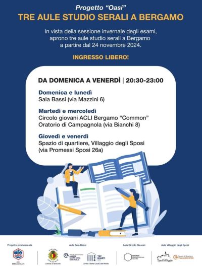 Progetto "Oasi": Tre aule studio serali a Bergamo - Acli Bergamo (BG)