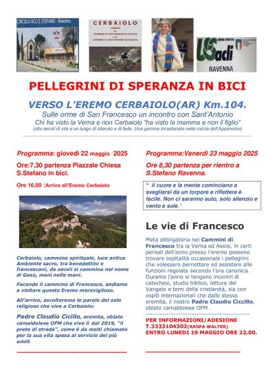Pellegrini di speranza in bici - Ravenna - Circolo Acli Santo Stefano (RA)