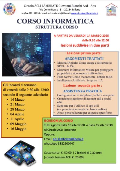 Corso informatica - Circolo Acli Lambrate (MI)