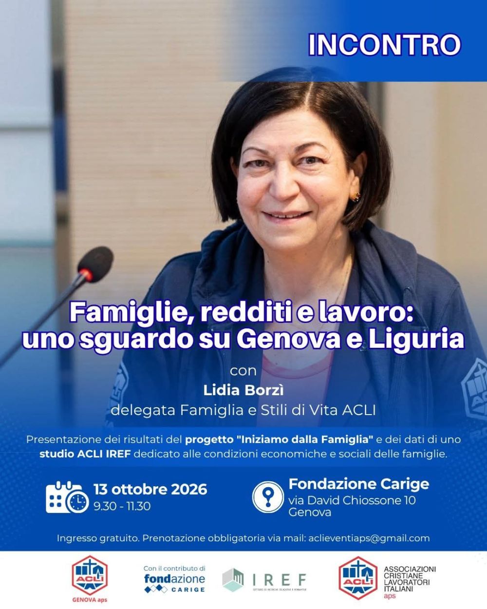 FAMIGLIE, REDDITI E LAVORO - INCONTRO CON LIDIA BORZÌ - GENOVA - ACLI GENOVA