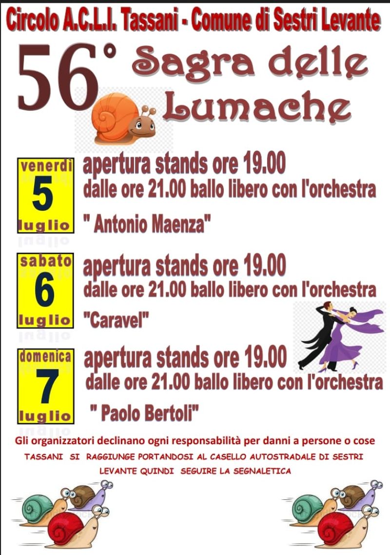 56° Sagra delle Lumache - Circolo Acli Villa Tassani (GE)