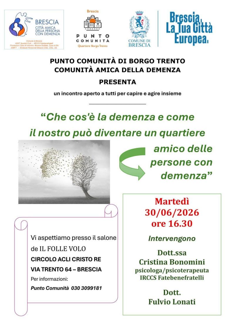 ABBRACCIARE LA DEMENZA - CAPIRE E AGIRE INSIEME - BRESCIA - CIRCOLO ACLI CRISTO RE