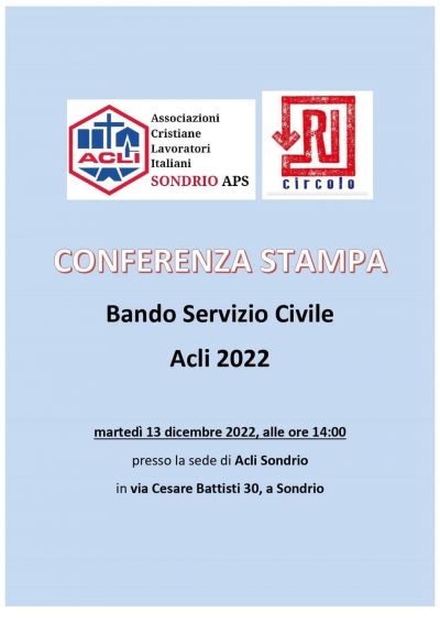 Conferenza stampa: Bando Servizio Civile - Acli Sondrio (SO)