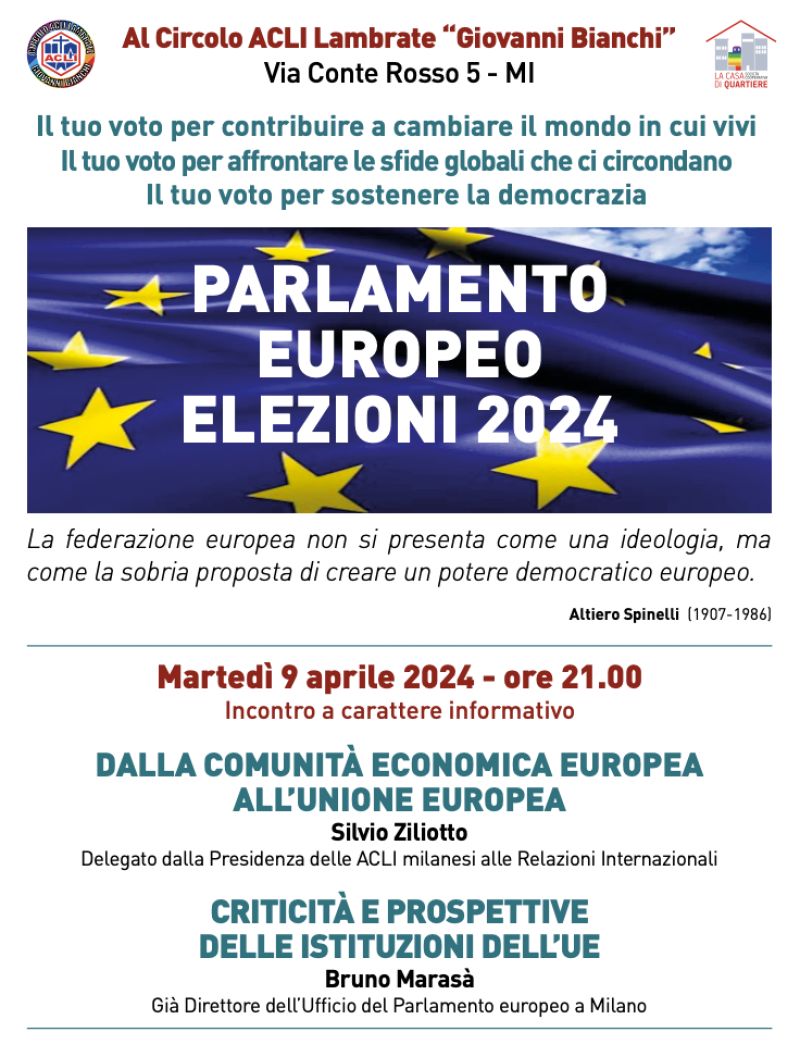 Parlamento Europeo: Elezioni 2024 - Circolo Acli Lambrate (MI)