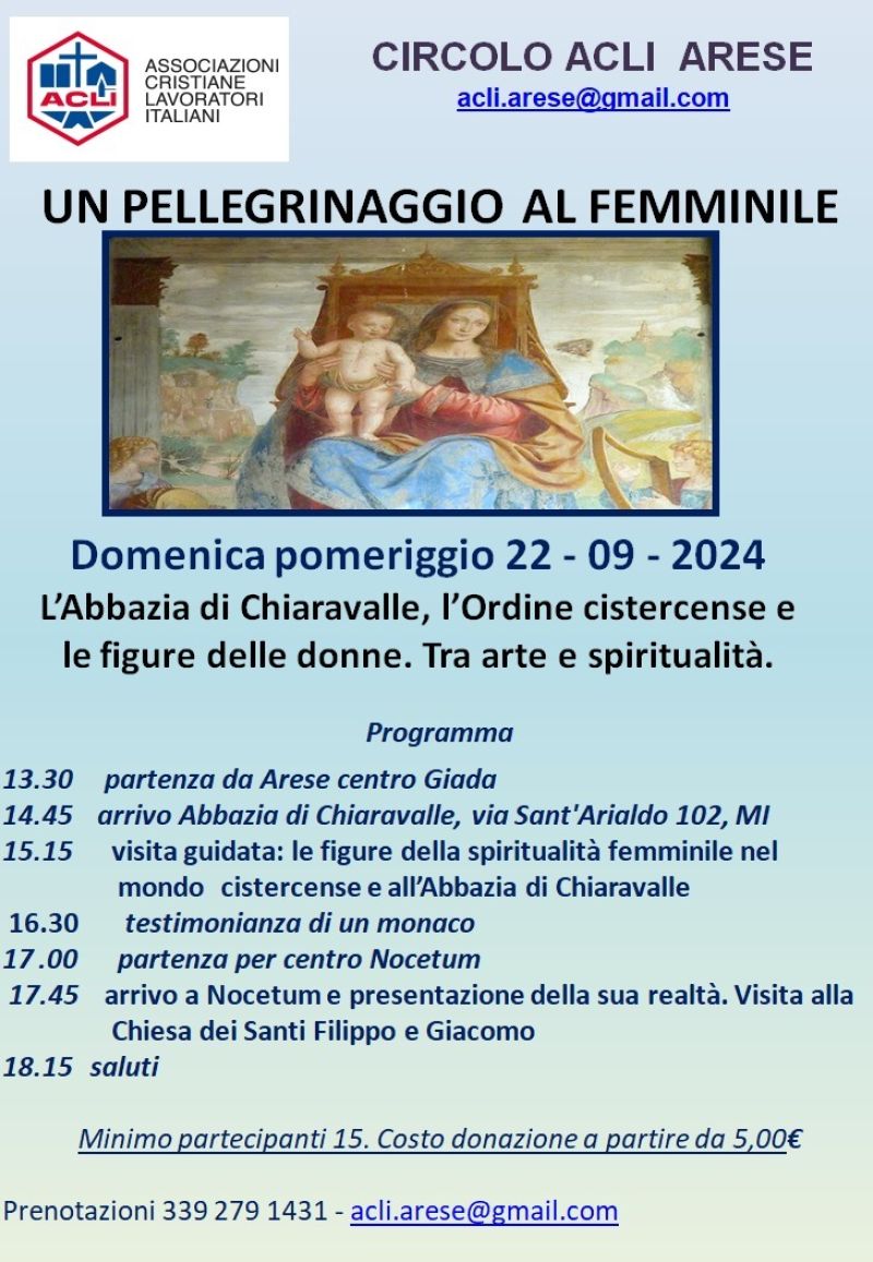 Un pellegrinaggio al femminile - Circolo Acli Arese (MI)