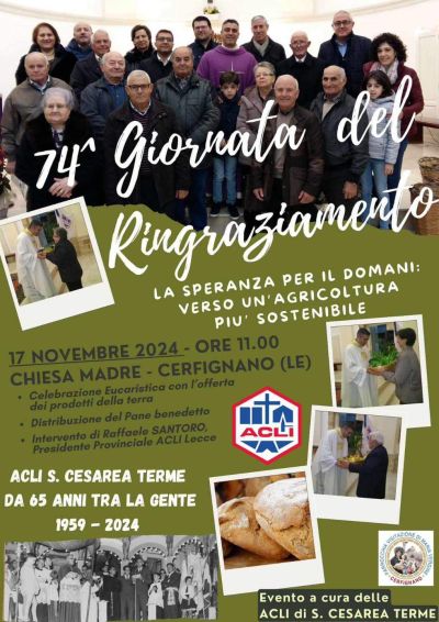 74^ Giornata del Ringraziamento - Circolo Acli S. Cesare Terme e Acli Lecce (LE)