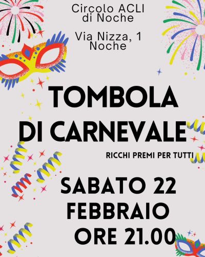 Tombola di carnevale - Circolo Acli Noche (AT)