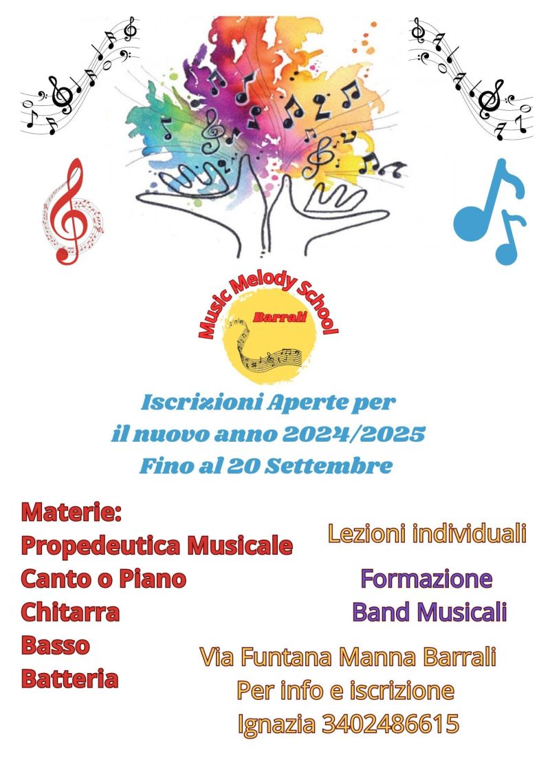 Music Melody School: Iscrizioni Aperte - Circolo Acli Girasole (CA)