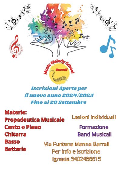 Music Melody School: Iscrizioni Aperte - Circolo Acli Girasole (CA)