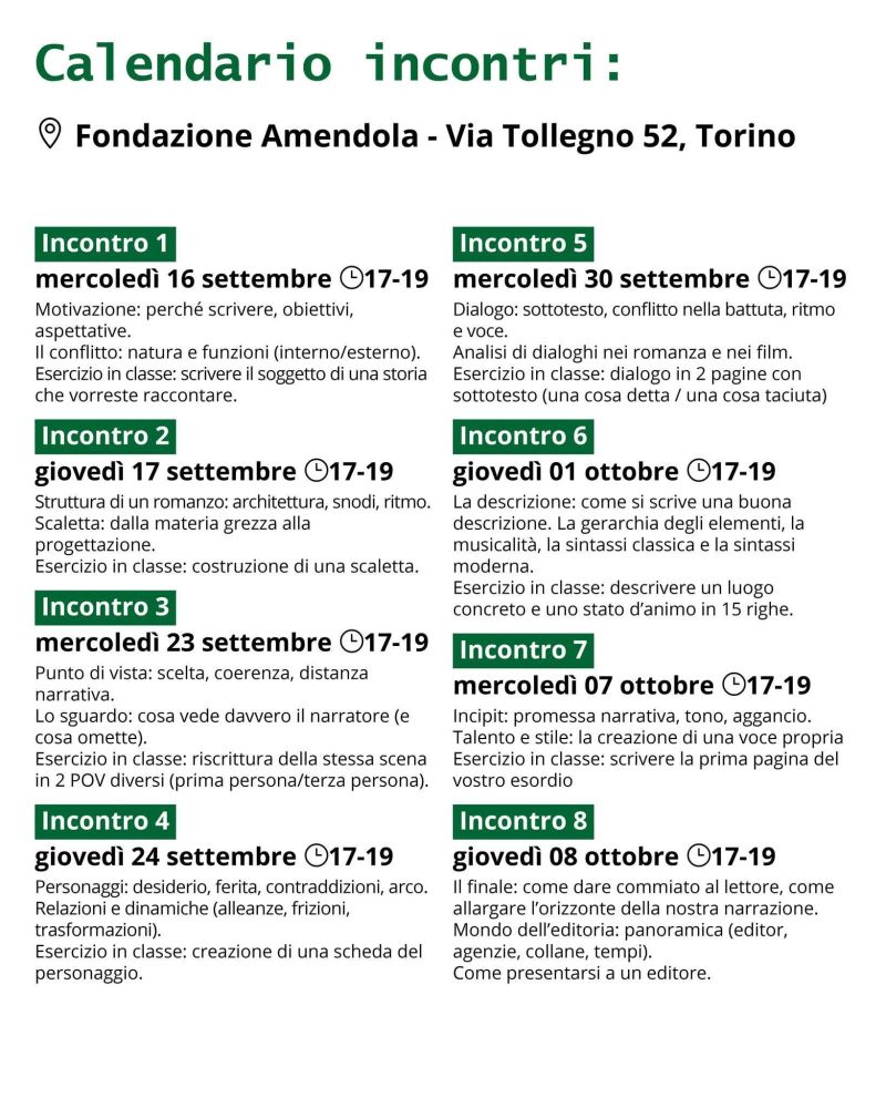 PAGINE IN MOVIMENTO - LABORATORIO DI SCRITTURA CREATIVA - CALENDARIO INCONTRI - TORINO - ACLI TORINO (TO)