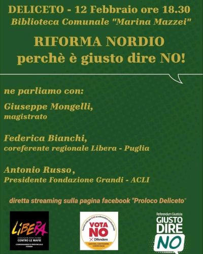 RIFORMA NORDIO - PERCHE' E' GIUSTO DIRE NO - DELICETO (FG)