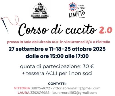 Corso di Cucito 2.0 - Pioltello (MI) - Circolo Acli Limito Pioltello (MI)