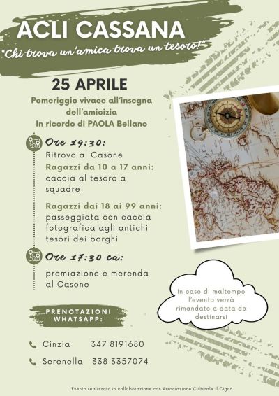 Chi trova un'amica trova un tesoro! - Circolo Acli Cassana (SP)