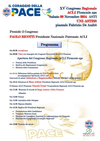 XV Congresso Regionale: Il Coraggio della Pace - Acli Piemonte