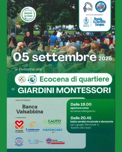 ECOCENA DI QUARTIERE AI GIARDINI MONTESSORI - CIRCOLO ACLI SAN POLO APS (BS) - BRESCIA