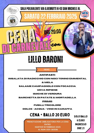 Cena di Carnevale con Lillo Baroni - Acli Alessandria (AL)
